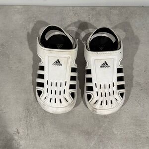 Adidas Kids White and Black Sandals - Size 9